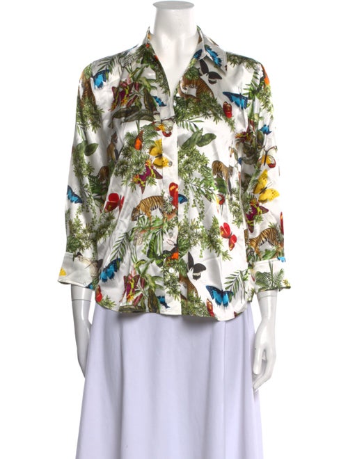 L'Agence Silk Floral Print Button-Up Top