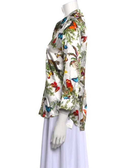 L'Agence Silk Floral Print Button-Up Top