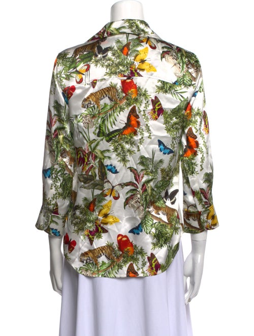 L'Agence Silk Floral Print Button-Up Top