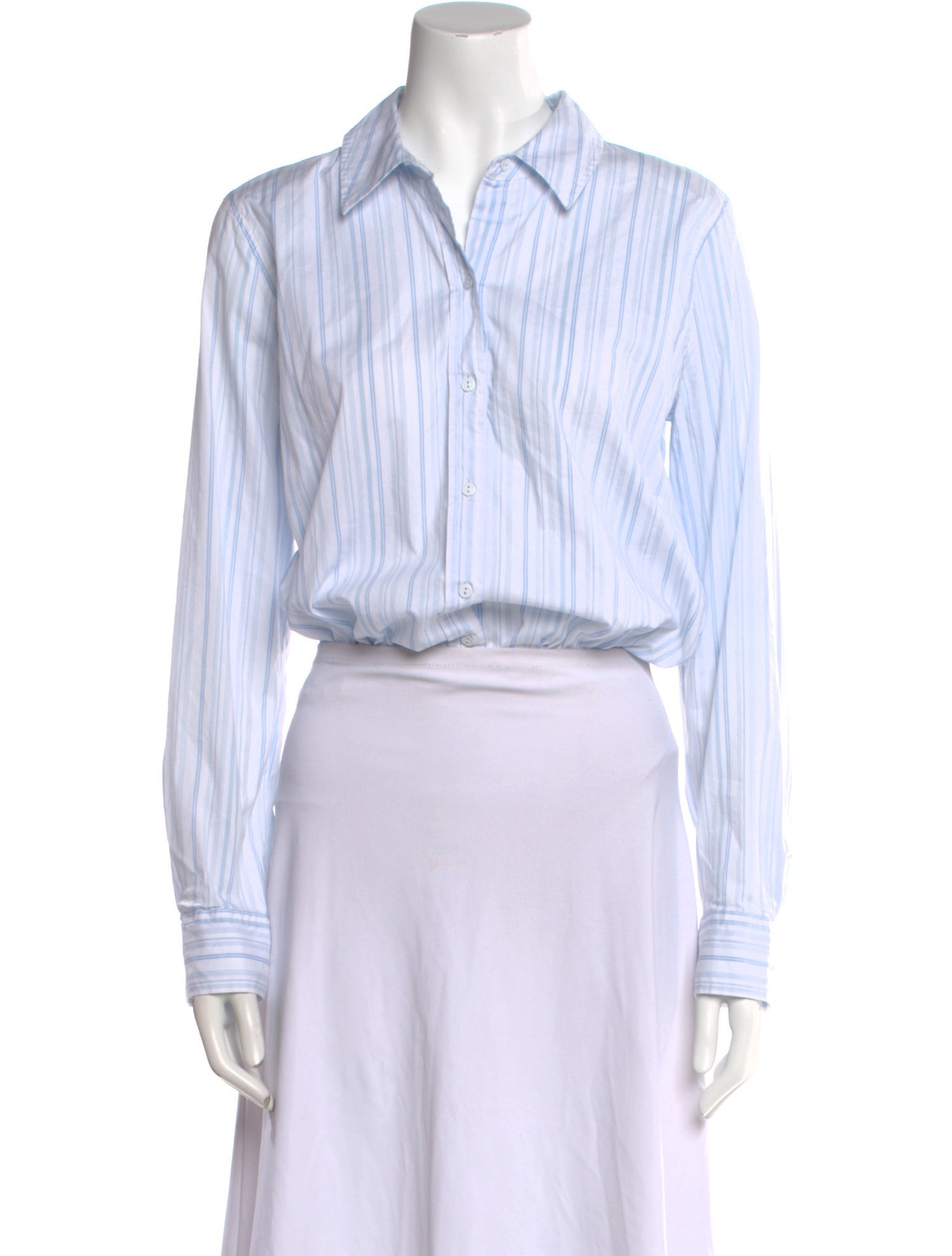 L'Agence Striped Long Sleeve Crop Top