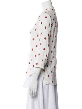 L'Agence Printed Three-Quarter Sleeve Button-Up Top