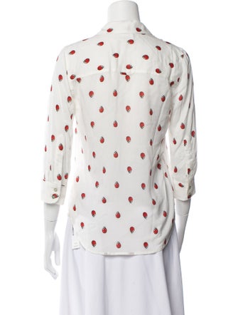 L'Agence Printed Three-Quarter Sleeve Button-Up Top