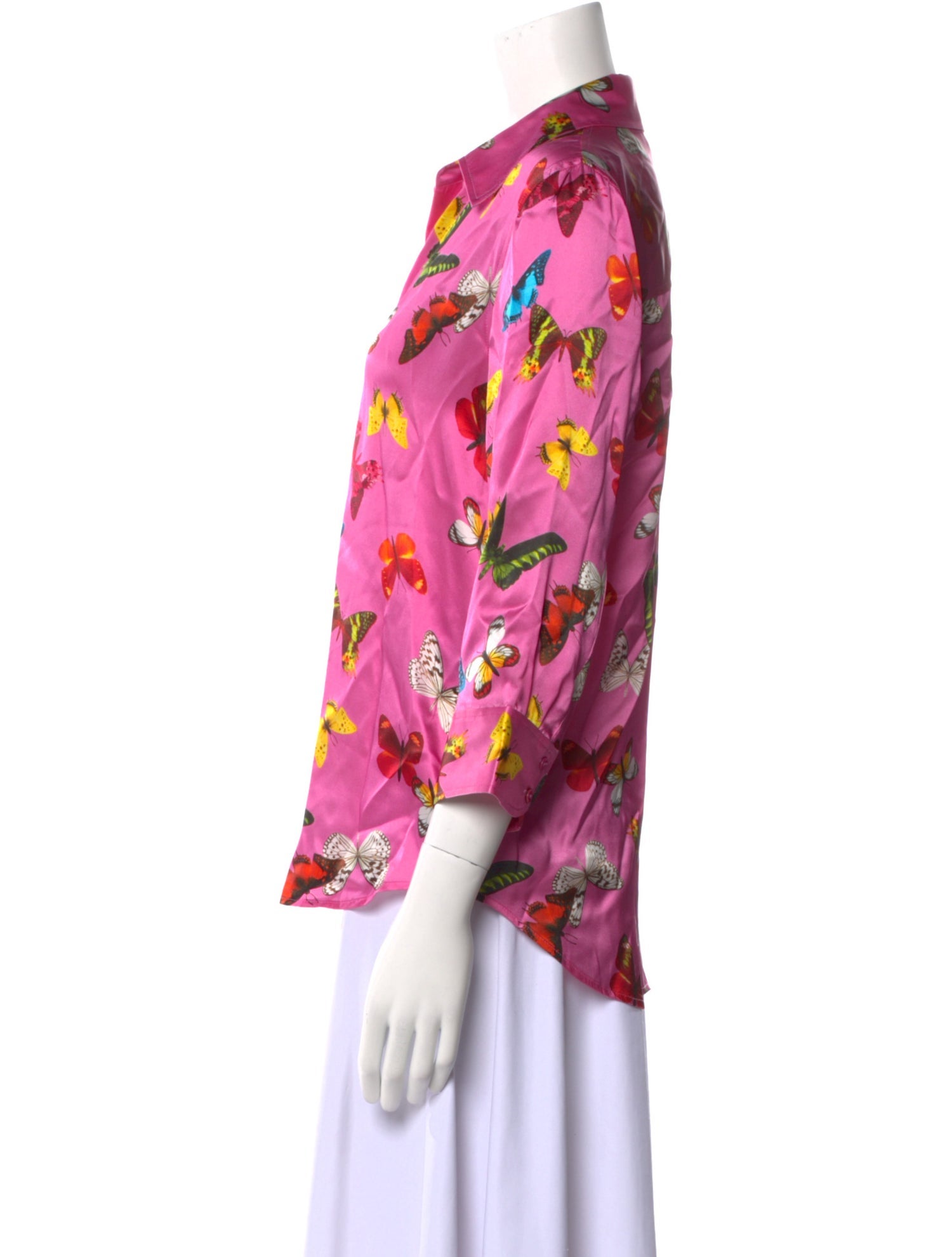 L'Agence Silk Printed Button-Up Top