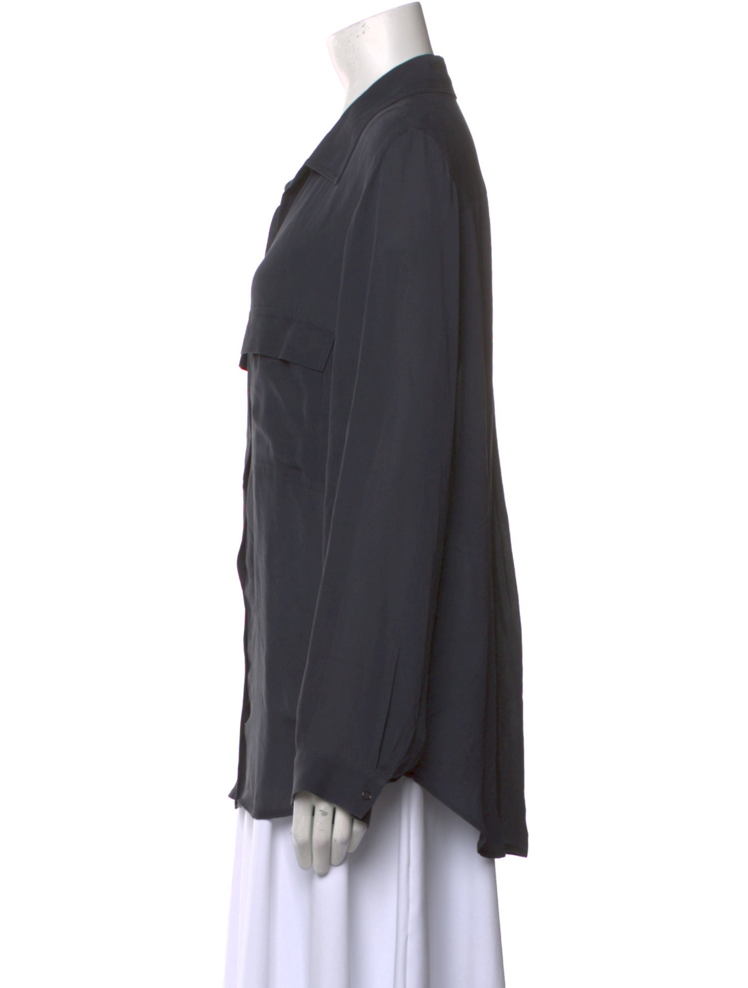 L'Agence Silk Long Sleeve Button-Up Top