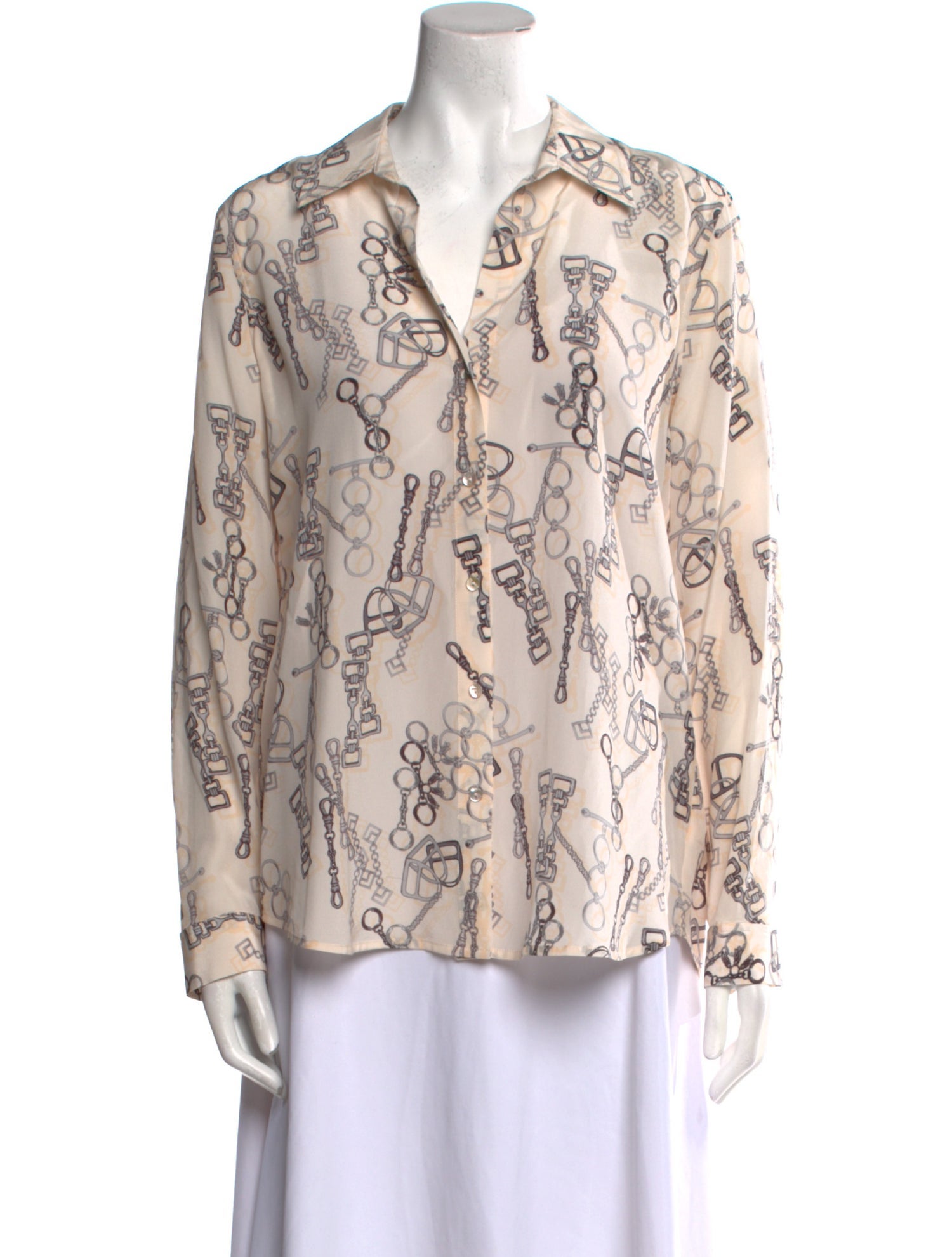 L'Agence Silk Printed Button-Up Top