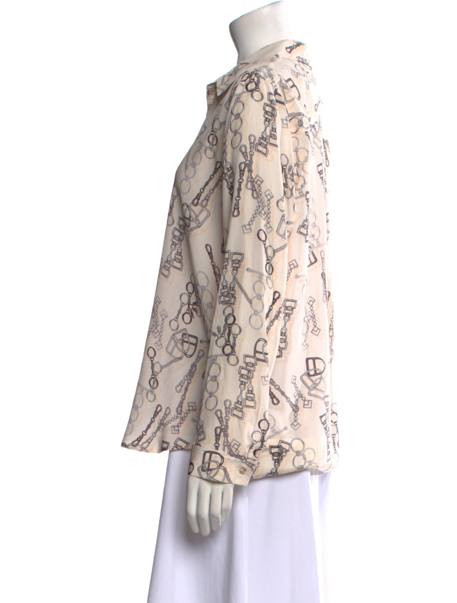 L'Agence Silk Printed Button-Up Top