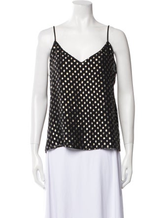 L'Agence Silk Polka Dot Print Top