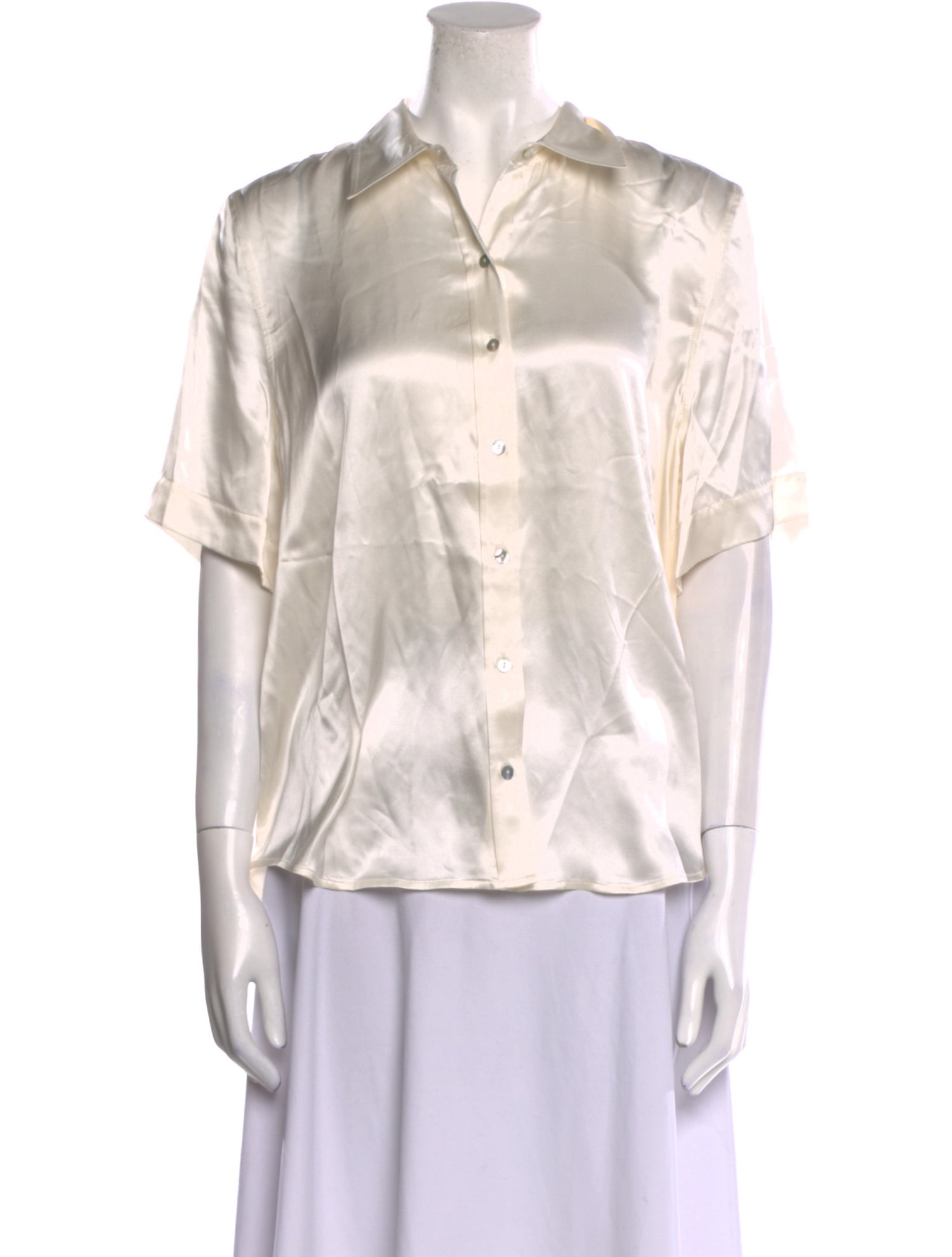 L'Agence Silk Short Sleeve Button-Up Top w/ Tags