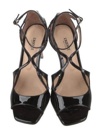L'Agence Patent Leather Leather Trim Embellishment Sandals