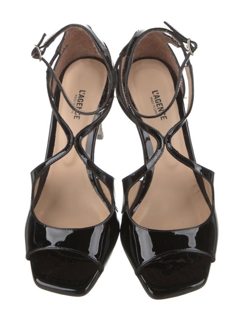 L'Agence Patent Leather Leather Trim Embellishment Sandals