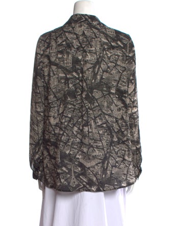 L'Agence Silk Printed Button-Up Top