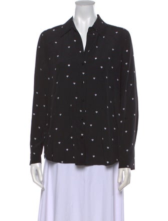 L'Agence Silk Printed Button-Up Top