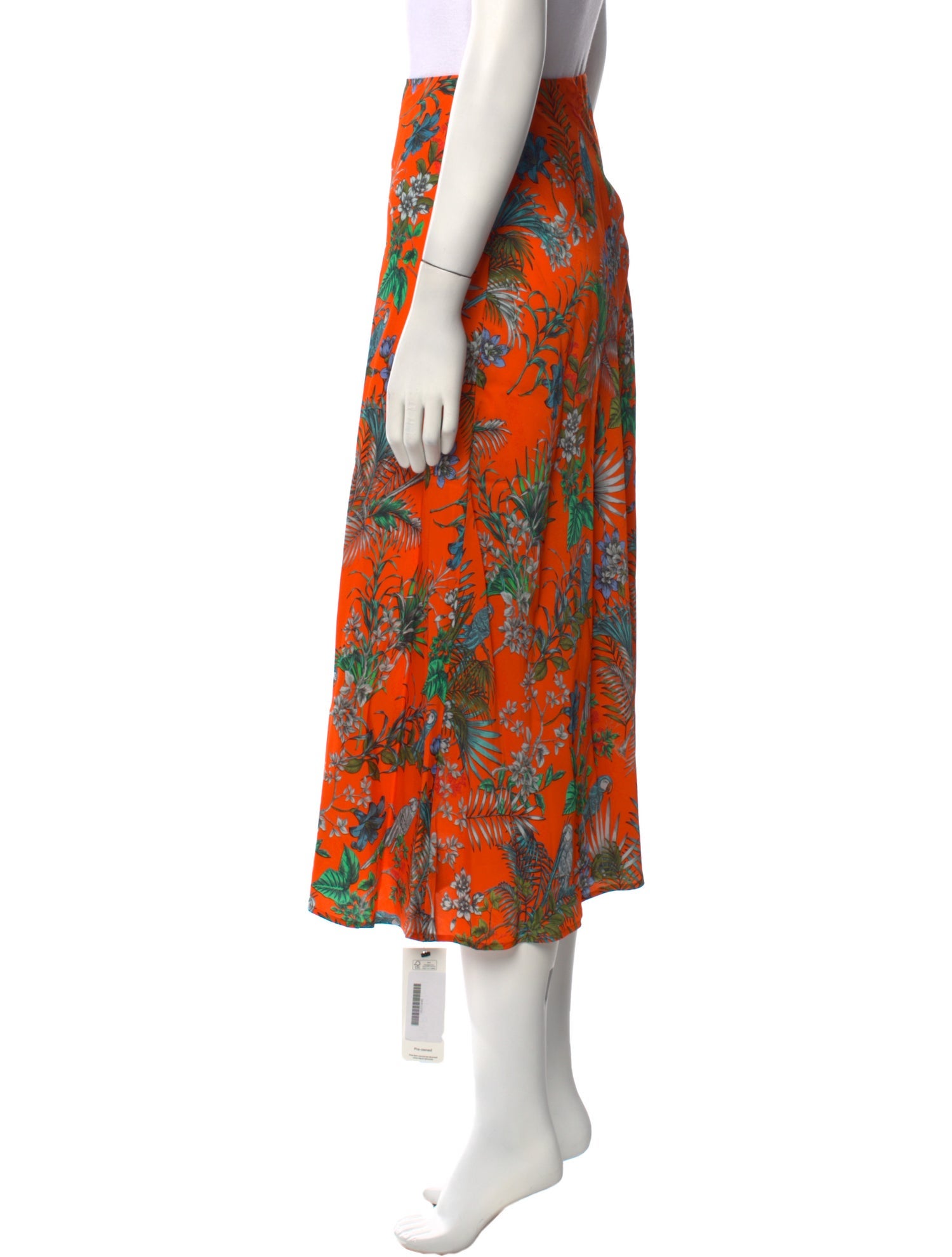 L'Agence Floral Print Midi Length Skirt