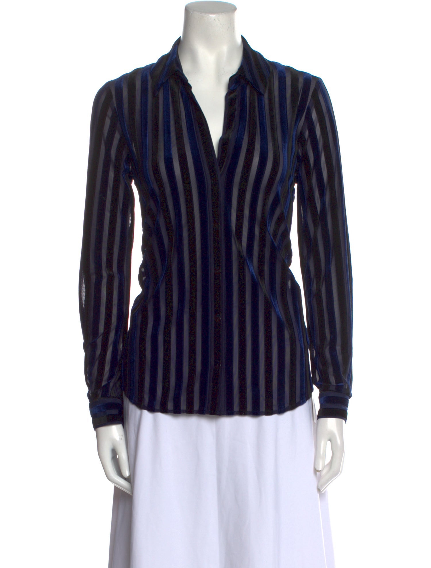 L'Agence Striped Long Sleeve Button-Up Top