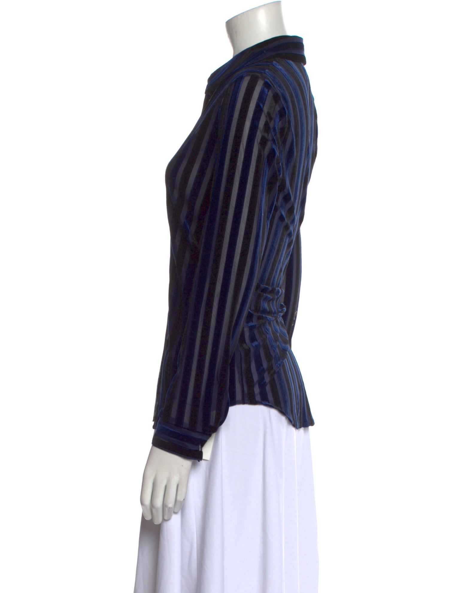 L'Agence Striped Long Sleeve Button-Up Top