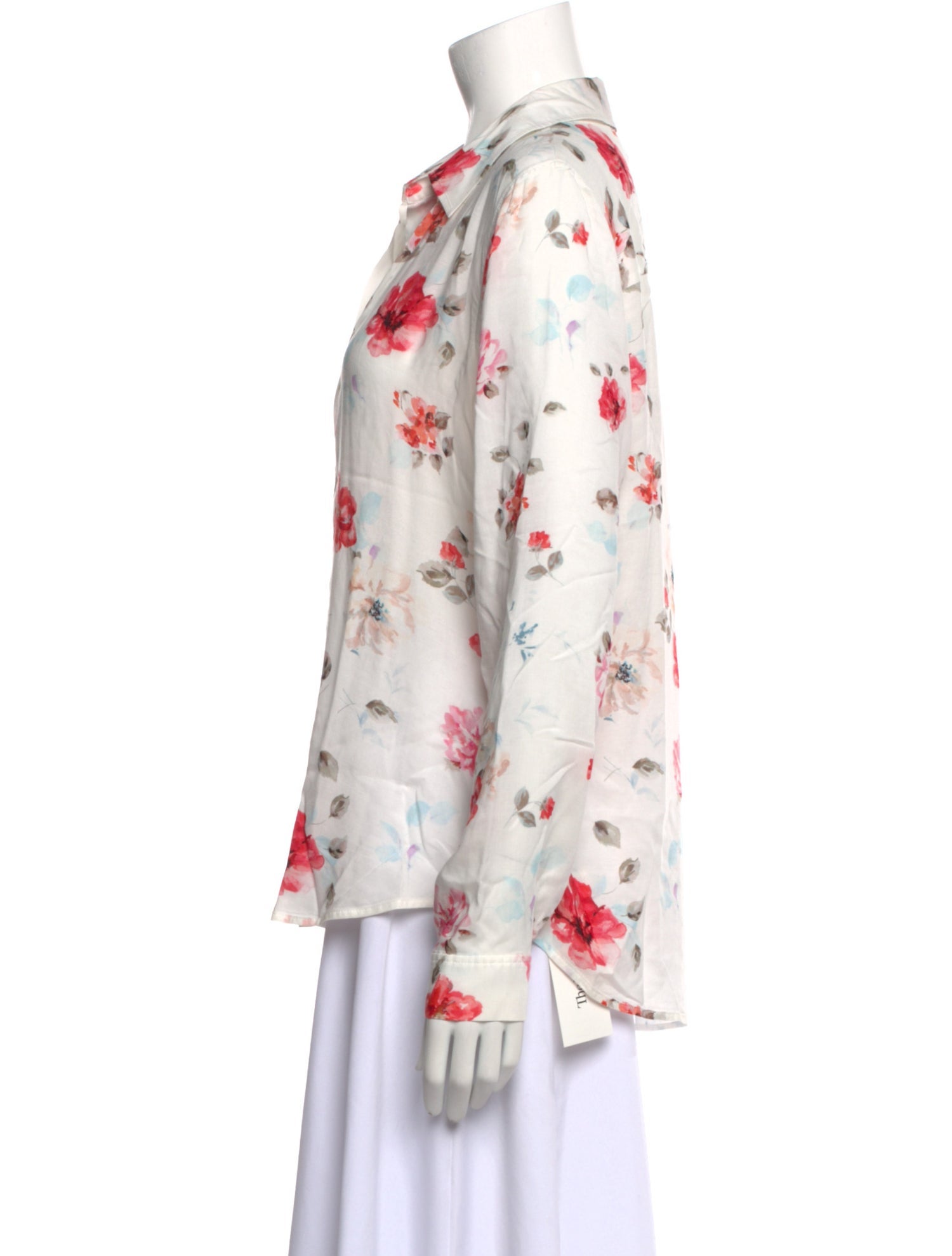 L'Agence Floral Print Long Sleeve Button-Up Top