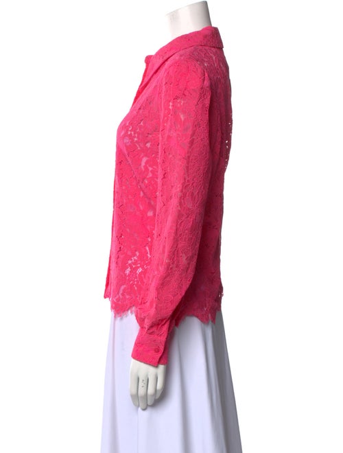 L'Agence Lace Pattern Long Sleeve Button-Up Top