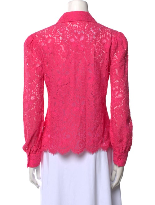 L'Agence Lace Pattern Long Sleeve Button-Up Top