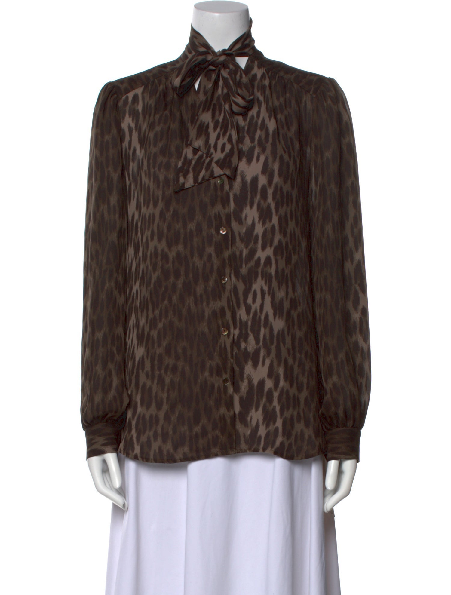 L'Agence Silk Animal Print Button-Up Top