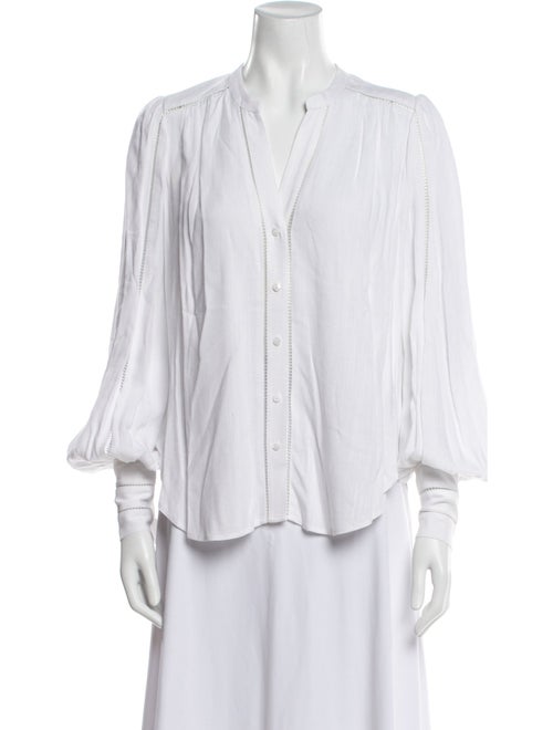 L'Agence Plunge Neckline Three-Quarter Sleeve Blouse