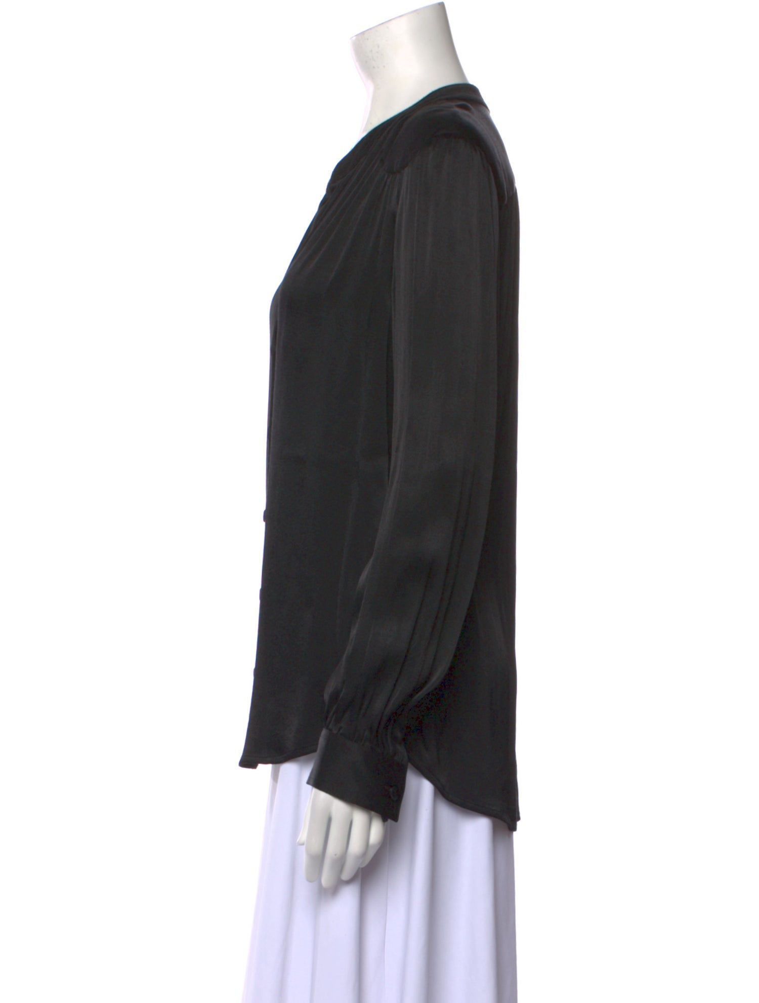 L'Agence Silk V-Neck Button-Up Top