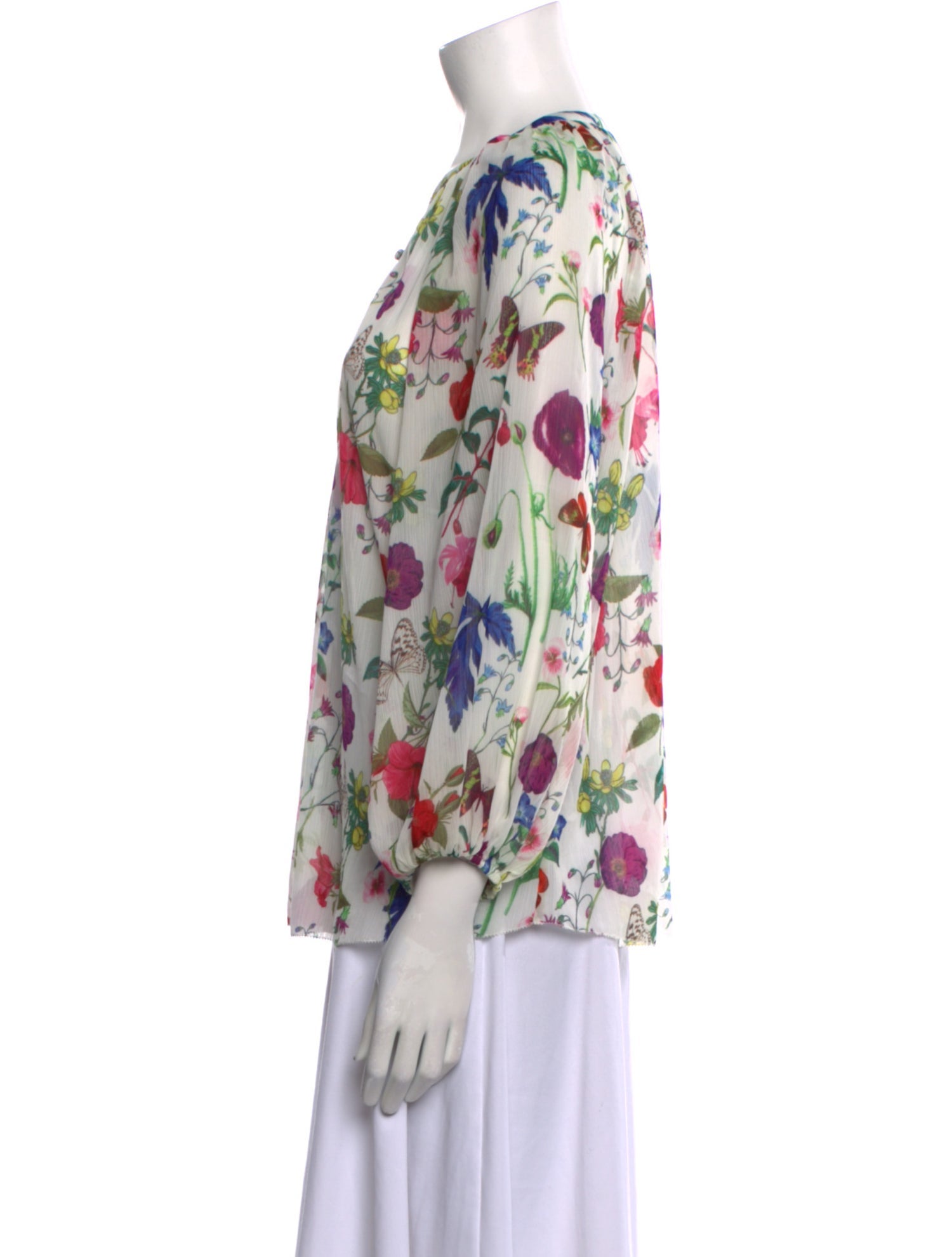 L'Agence Floral Print V-Neck Blouse