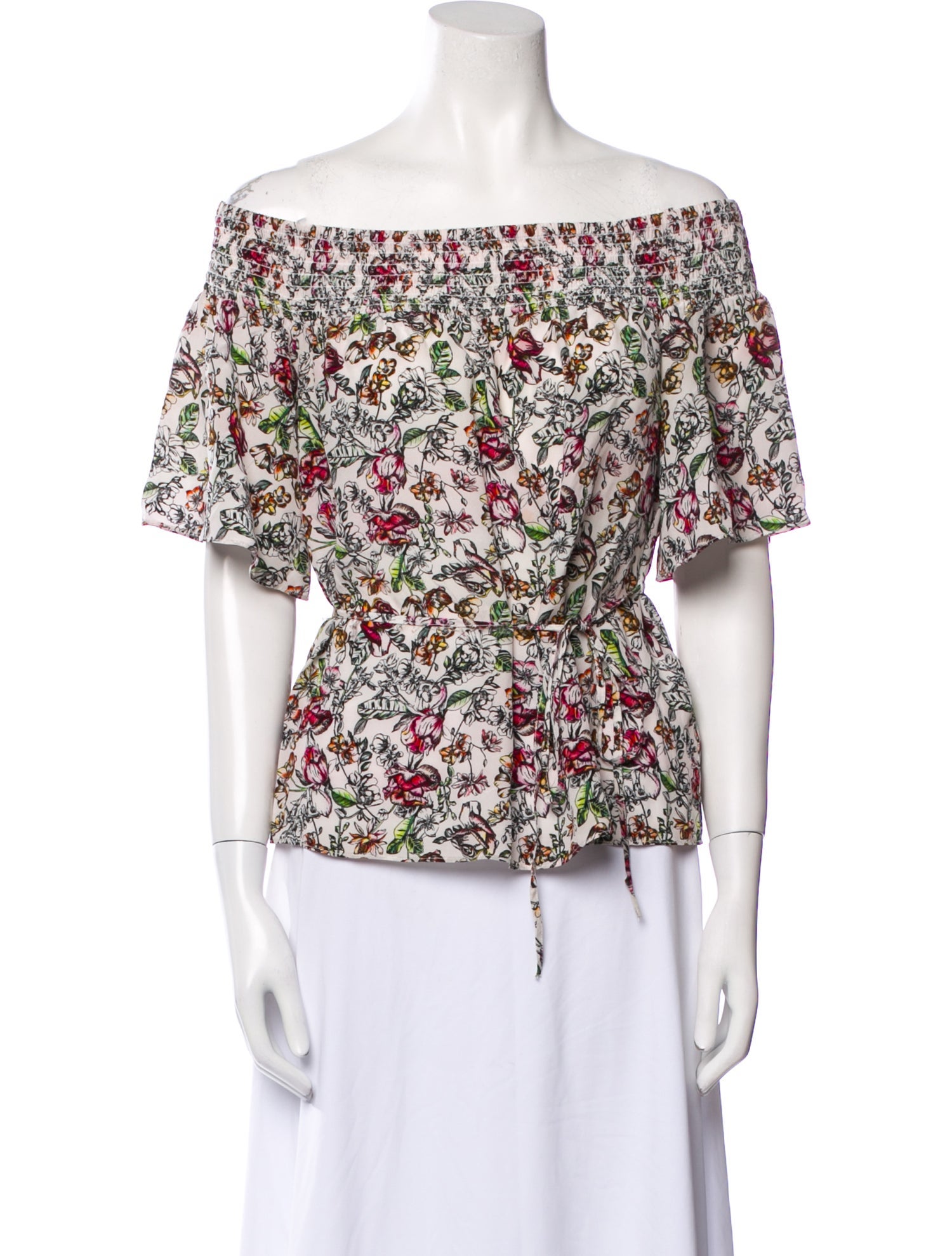 L'Agence Silk Floral Print Blouse
