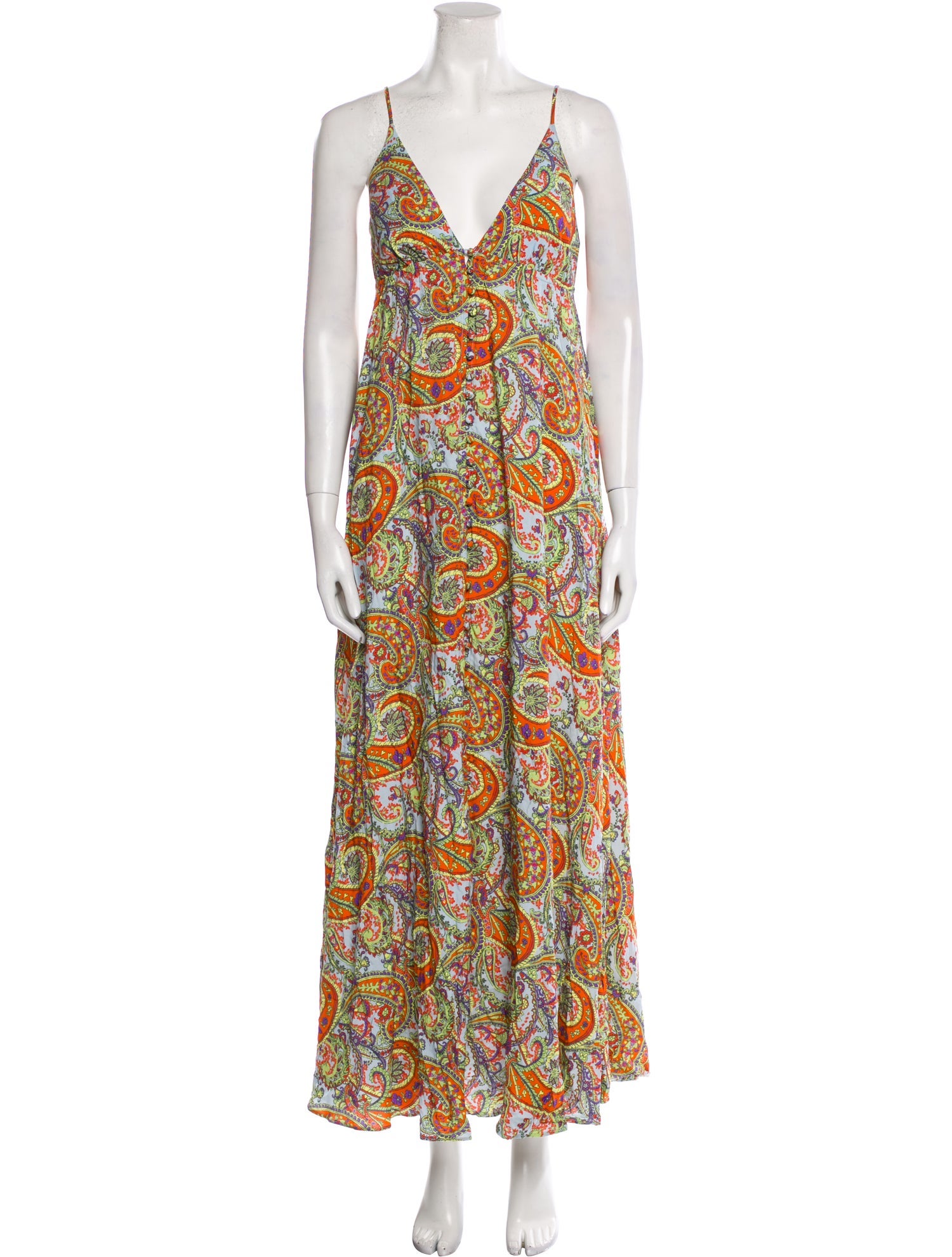 L'Agence Paisley Print Long Dress