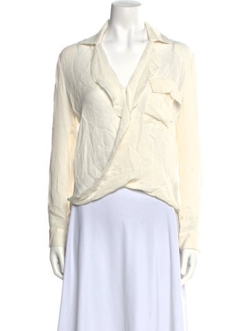L'Agence Tops Silk Long Sleeve Polo L