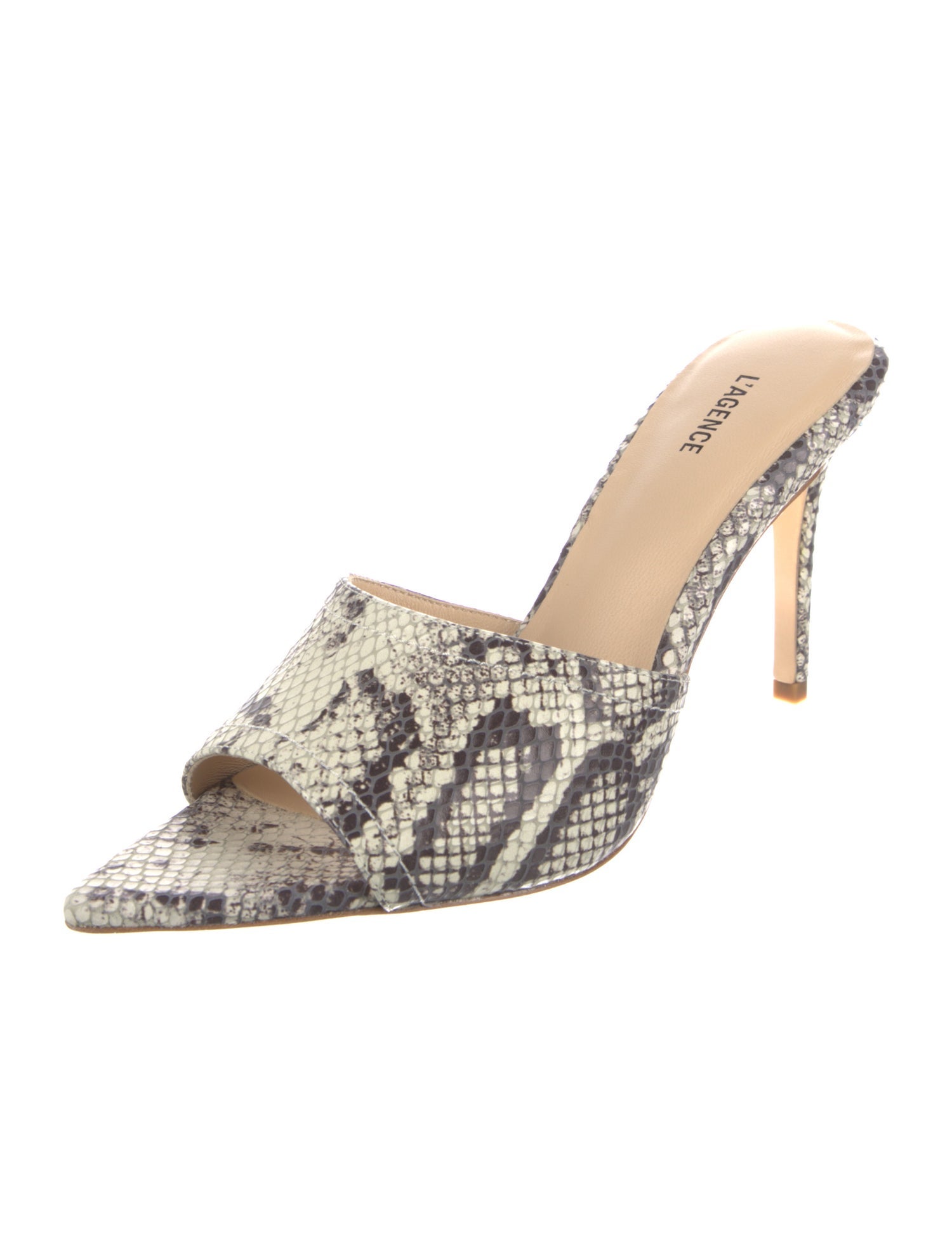 L'Agence Leather Animal Print Slides