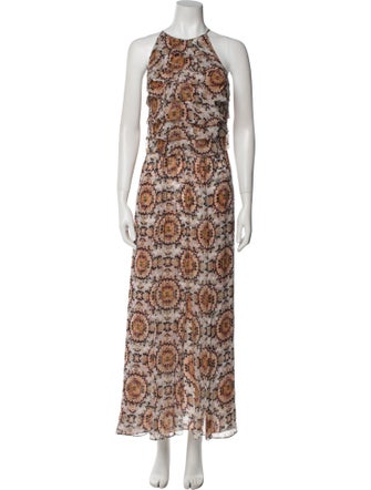 L'Agence Animal Print Long Dress
