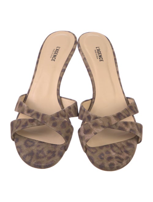 L'Agence Suede Animal Print Slides