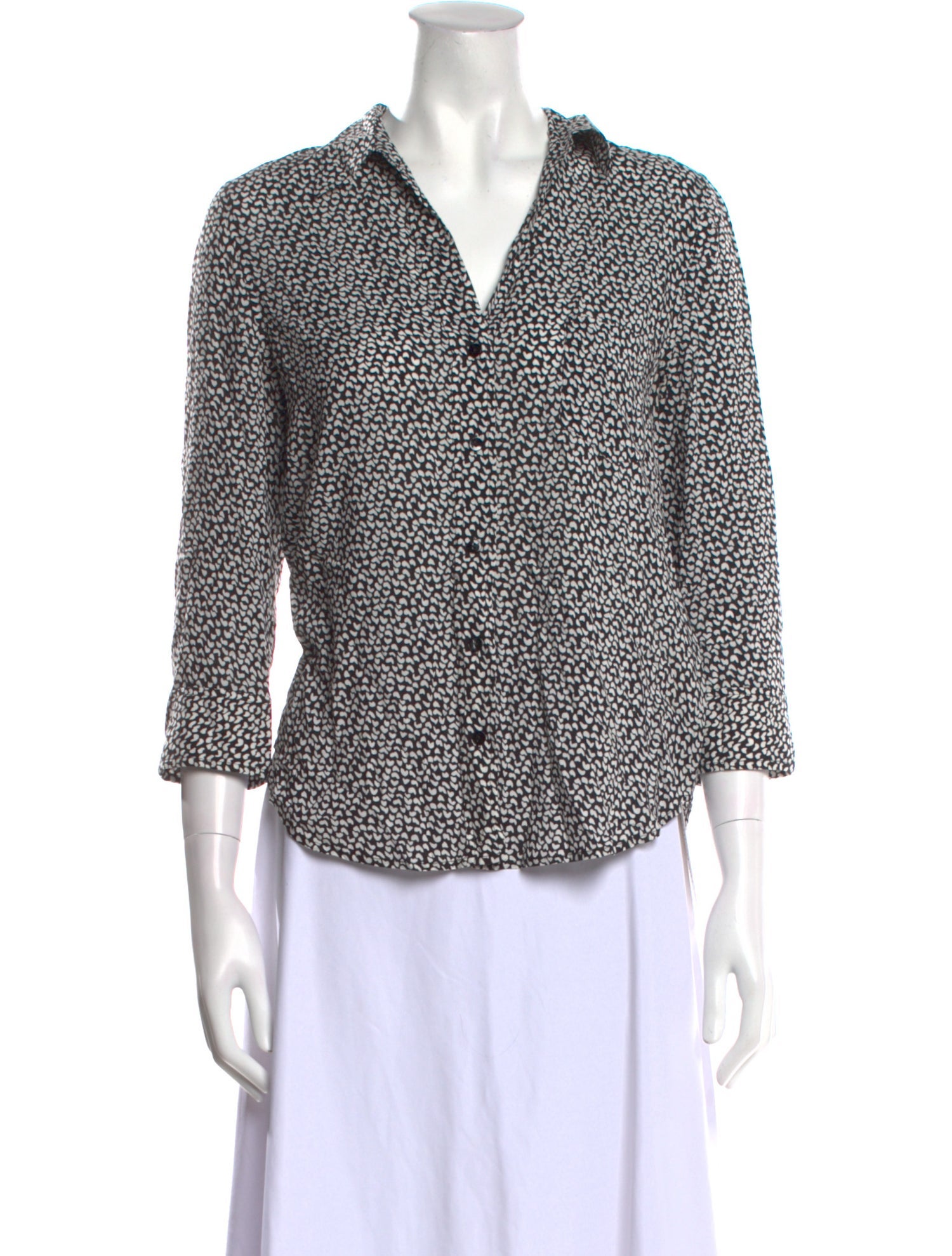 L'Agence Silk Printed Button-Up Top