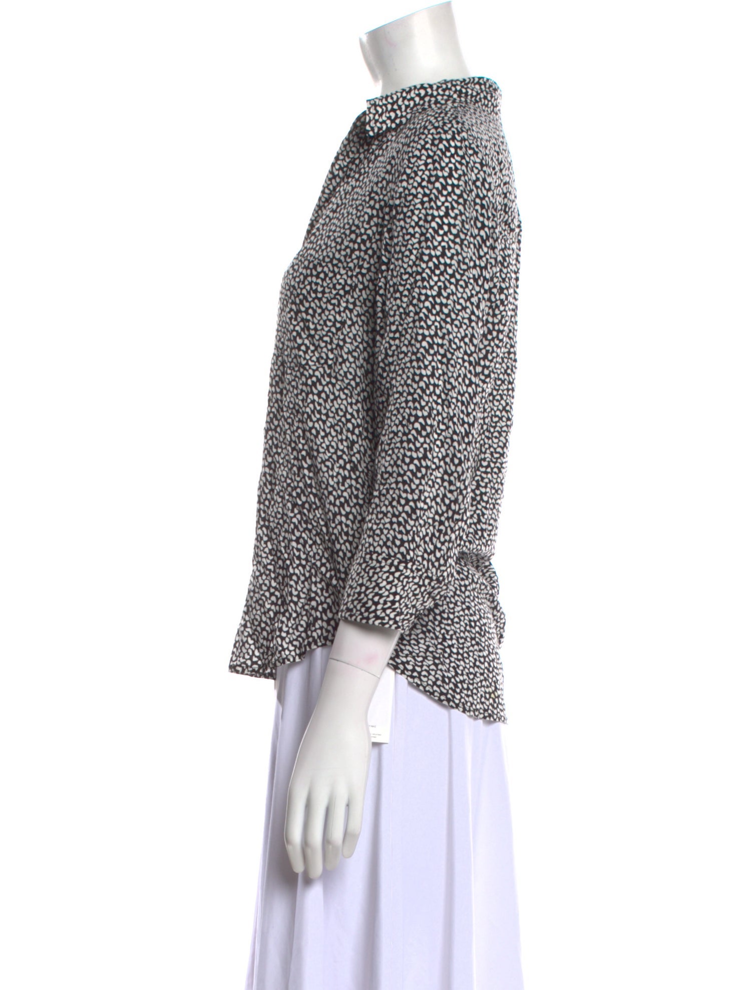 L'Agence Silk Printed Button-Up Top