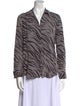 L'Agence Animal Print V-Neck Button-Up Top