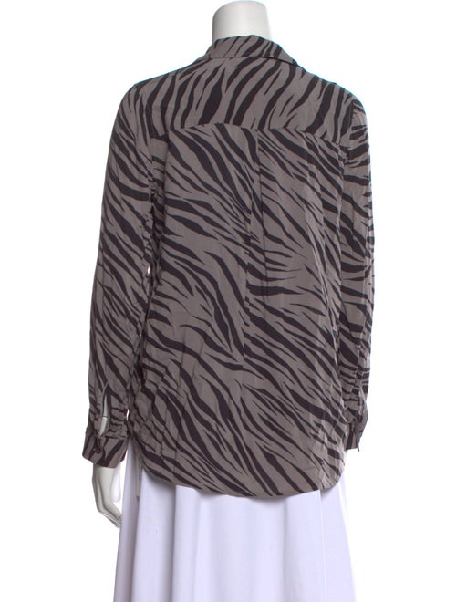 L'Agence Animal Print V-Neck Button-Up Top