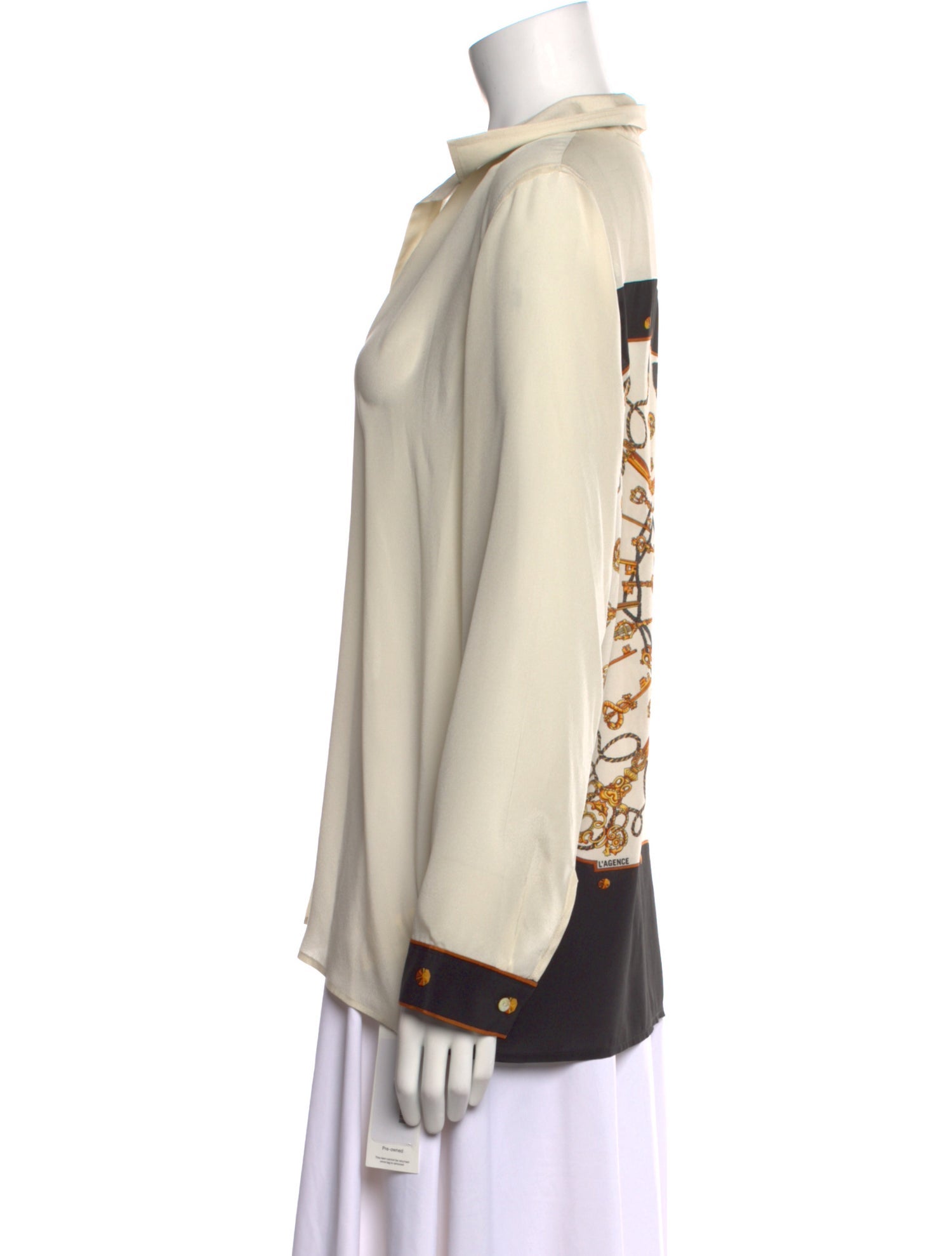 L'Agence Silk V-Neck Button-Up Top