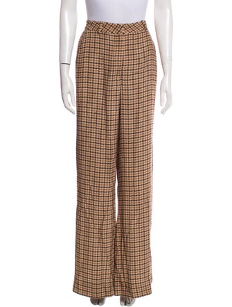 L'Agence Houndstooth Print Wide Leg Pants