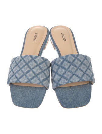 L'Agence Denim Animal Print Slides