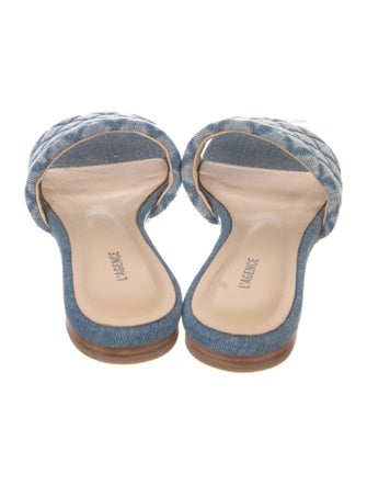 L'Agence Denim Animal Print Slides