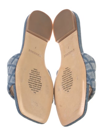 L'Agence Denim Animal Print Slides