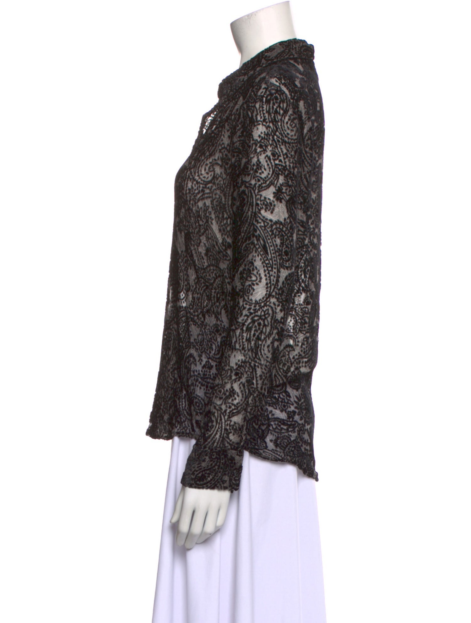 L'Agence Paisley Print Long Sleeve Button-Up Top