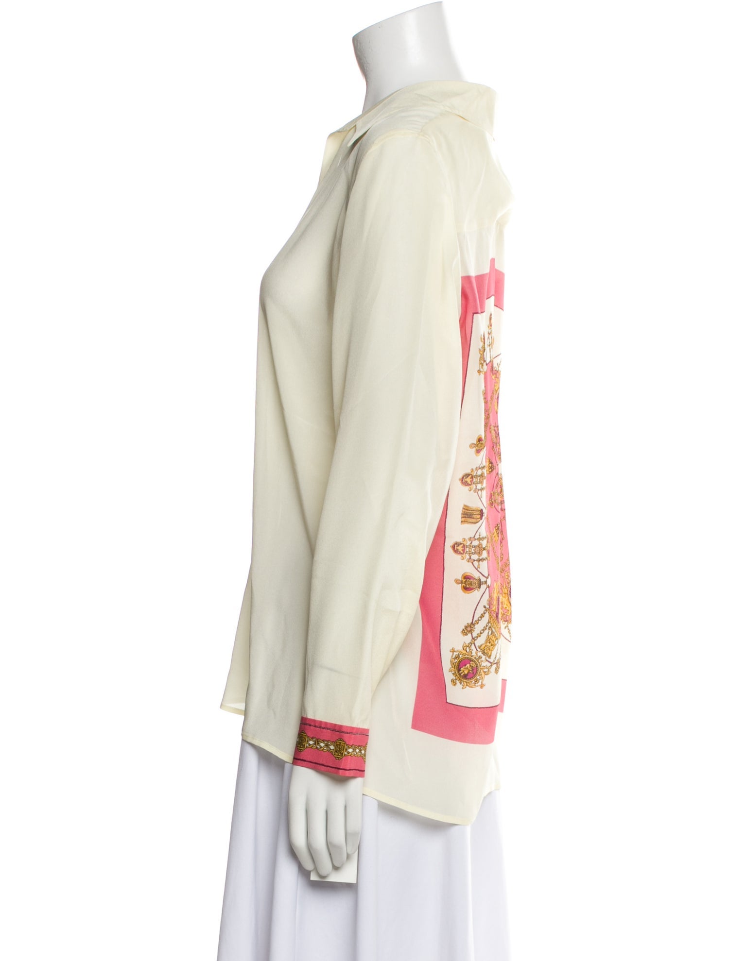 L'Agence Silk Long Sleeve Button-Up Top