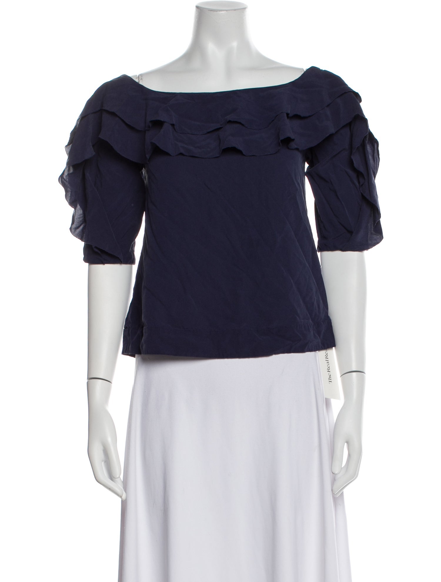 L'Agence Off-The-Shoulder Three-Quarter Sleeve Crop Top