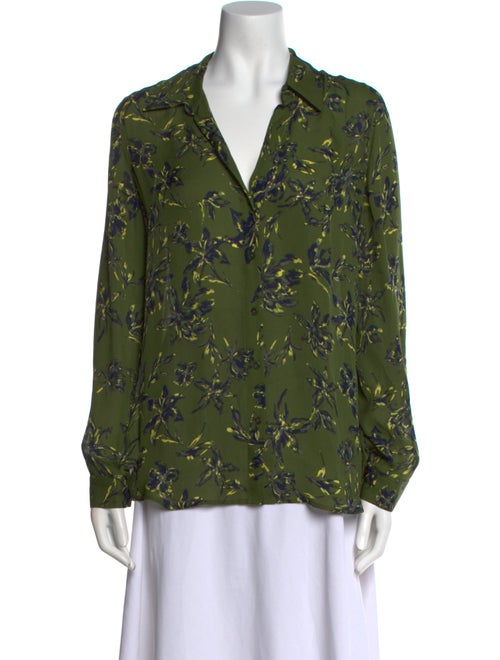 L'Agence Silk Floral Print Button-Up Top