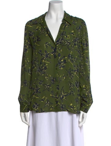 L'Agence Tops Silk Floral Print Button-Up Top M