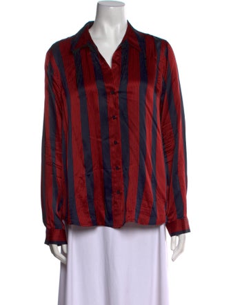 L'Agence Silk Striped Button-Up Top