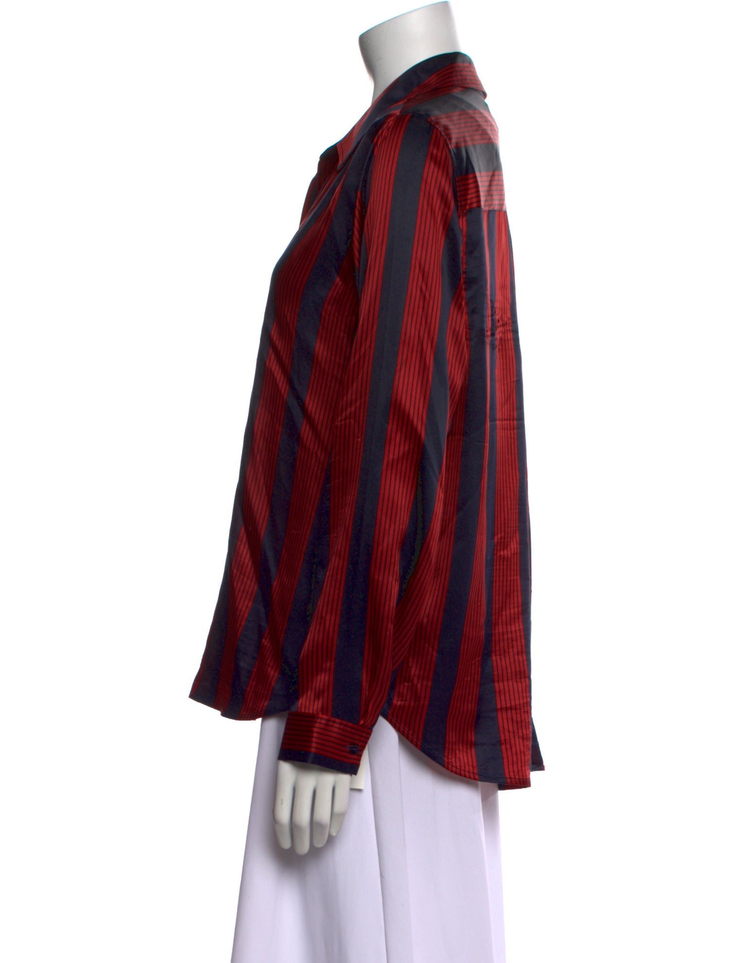 L'Agence Silk Striped Button-Up Top