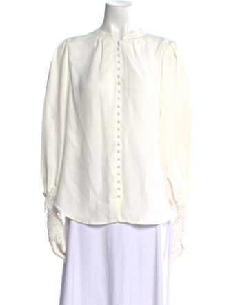L'Agence Mock Neck Long Sleeve Button-Up Top