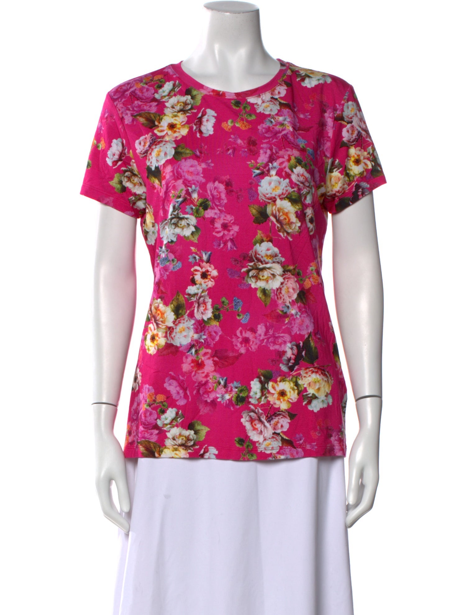 L'Agence Floral Print Crew Neck T-Shirt